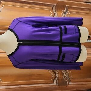 Laura Ashley  Purple Black Trim Zip-up Jacket